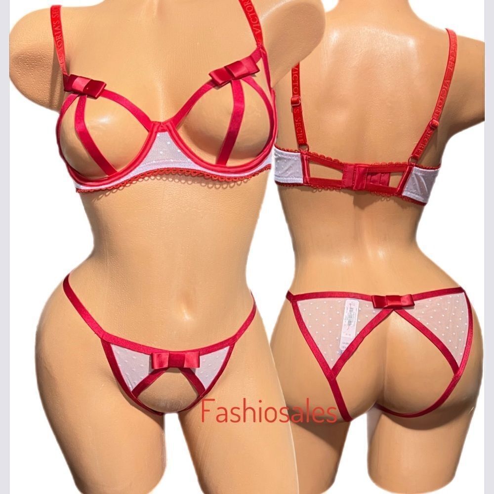 Victoria’s Secret Luxe Very Sexy Set Strappy Balconette Bra & Cheekini Panty Red